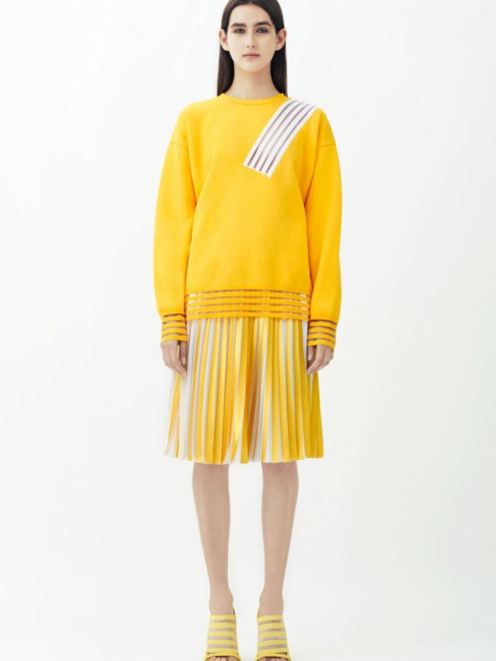 Christopher Kane Runway Yellow White Stripe Crewneck Sweater Size M
